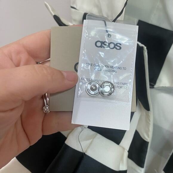 ASOS Black And Ivory Striped Posh Pencil Dress Size 6 NWT - Picture 6 of 13